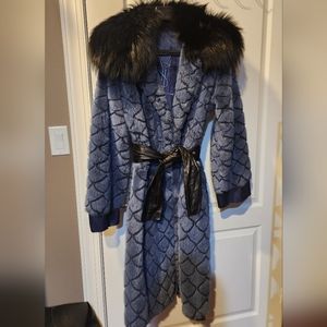 Ysl runway fur coat with leather belt